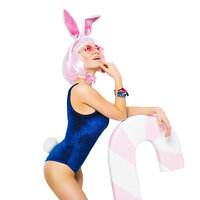 Accessoire set konijn wit/roze