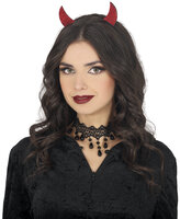 bright red demon headband