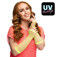 Nethandschoen lang fluo geel