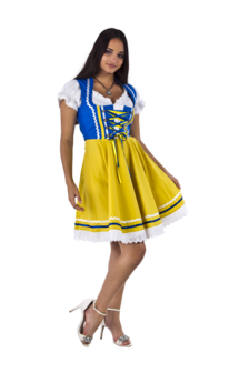 Mini Dirndl geel/blauw