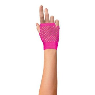 Nethandschoen kort fluo roze
