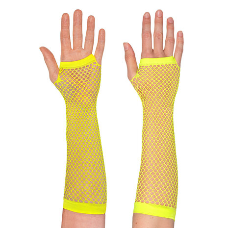 Nethandschoen lang fluo geel