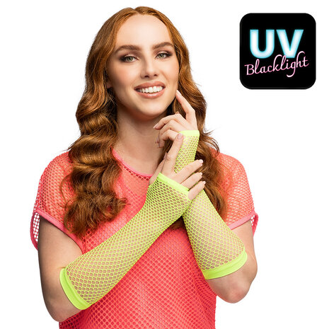 Nethandschoen lang fluo groen