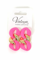 Oorbellen fuchsia goud schakel