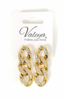 Oorbellen goud strass schakel